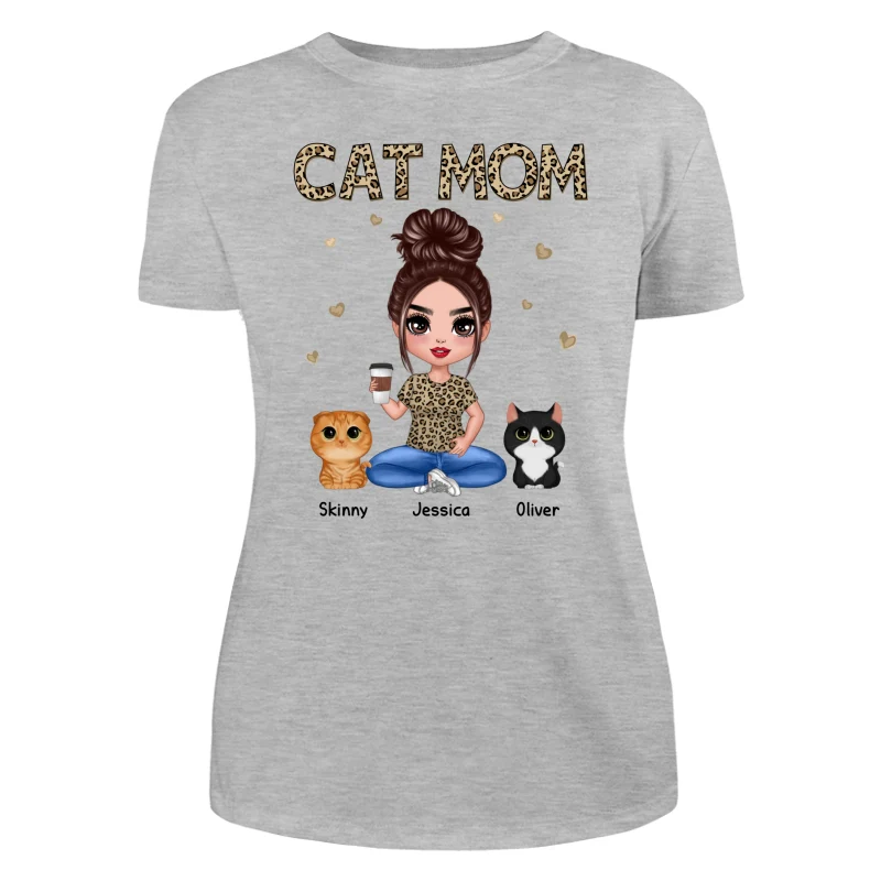 Leopard Cat Mom Watercolor Cute Cats Personalized Shirt - Image 10