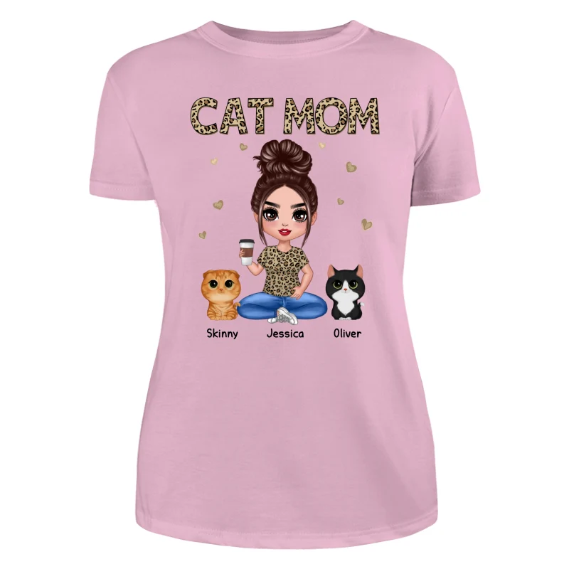 Leopard Cat Mom Watercolor Cute Cats Personalized Shirt - Image 11