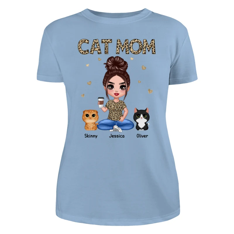 Leopard Cat Mom Watercolor Cute Cats Personalized Shirt - Image 12