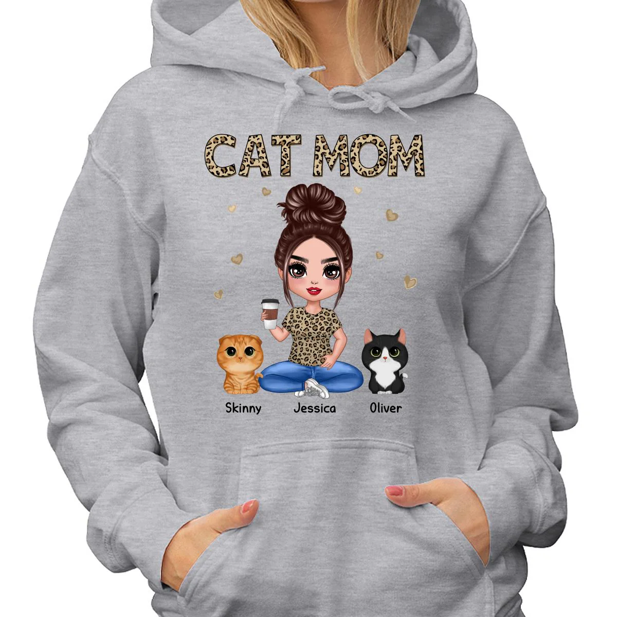 Leopard Cat Mom Watercolor Cute Cats Personalized Shirt - Image 4