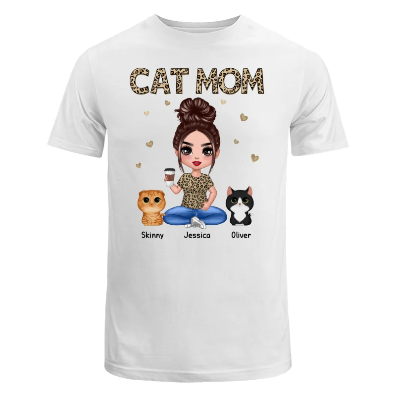 Leopard Cat Mom Watercolor Cute Cats Personalized Shirt - Image 5