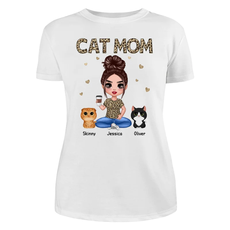 Leopard Cat Mom Watercolor Cute Cats Personalized Shirt - Image 9
