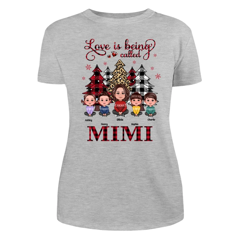 Leopard Checkered Pattern Christmas Tree Doll Grandma Grandkids Sitting Crossed Legs Personalized Shirt - Image 10