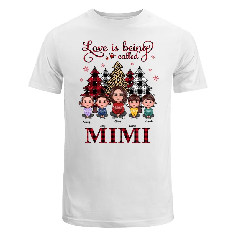 Leopard Checkered Pattern Christmas Tree Doll Grandma Grandkids Sitting Crossed Legs Personalized Shirt - Image 5