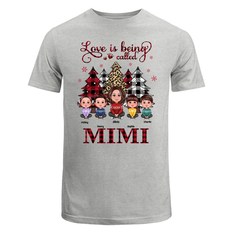 Leopard Checkered Pattern Christmas Tree Doll Grandma Grandkids Sitting Crossed Legs Personalized Shirt - Image 6