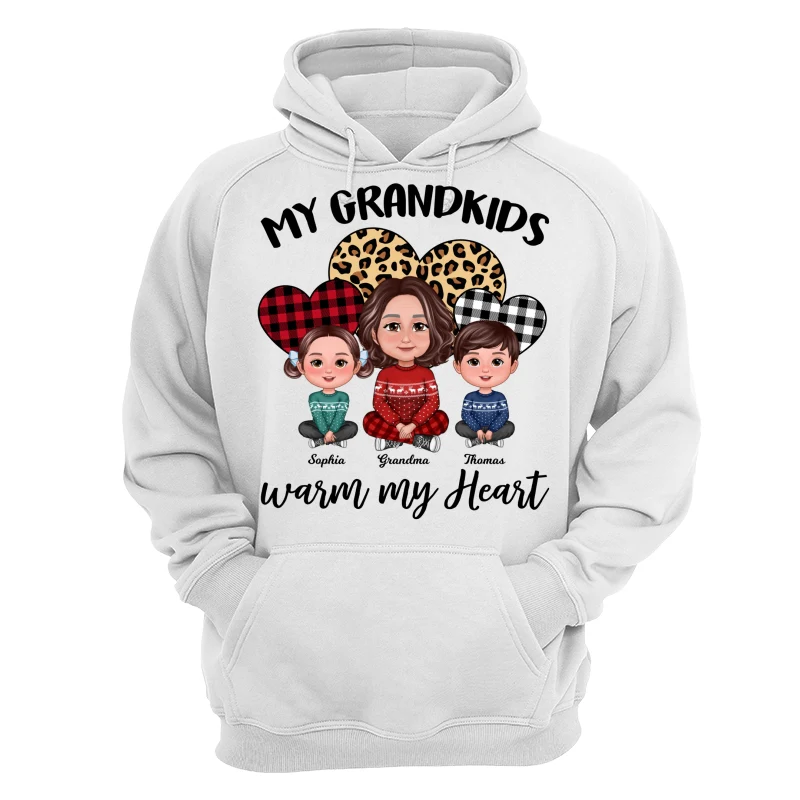 Leopard Checkered Pattern Grandkids Warm My Heart Doll Grandma And Kids Sitting Crossed Legs Christmas Personalized Shirt - Image 13