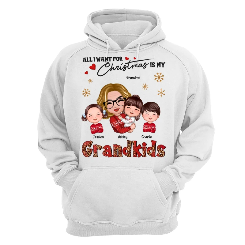 Leopard Christmas Doll Grandma Hugging Kid All I Want For Christmas Is My Grandkids Personalized Shirt - Image 13