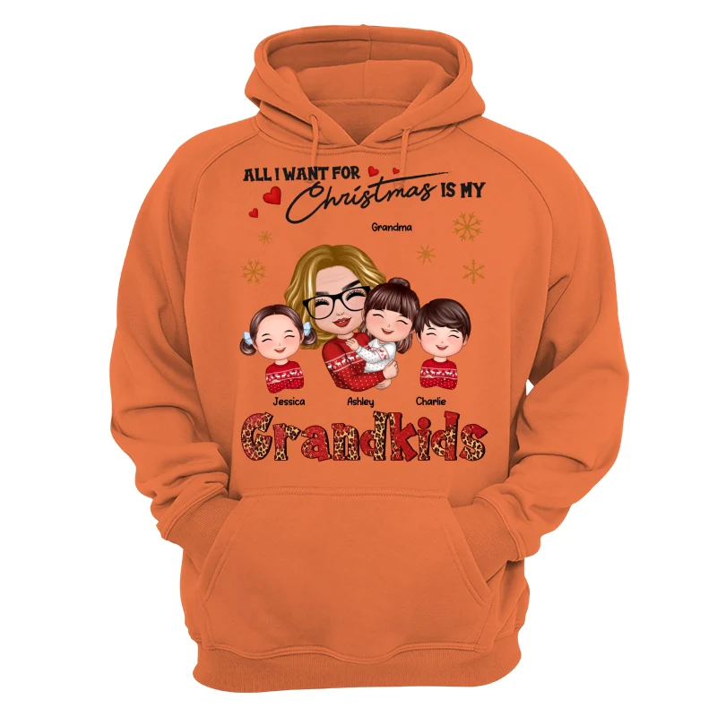 Leopard Christmas Doll Grandma Hugging Kid All I Want For Christmas Is My Grandkids Personalized Shirt - Image 17