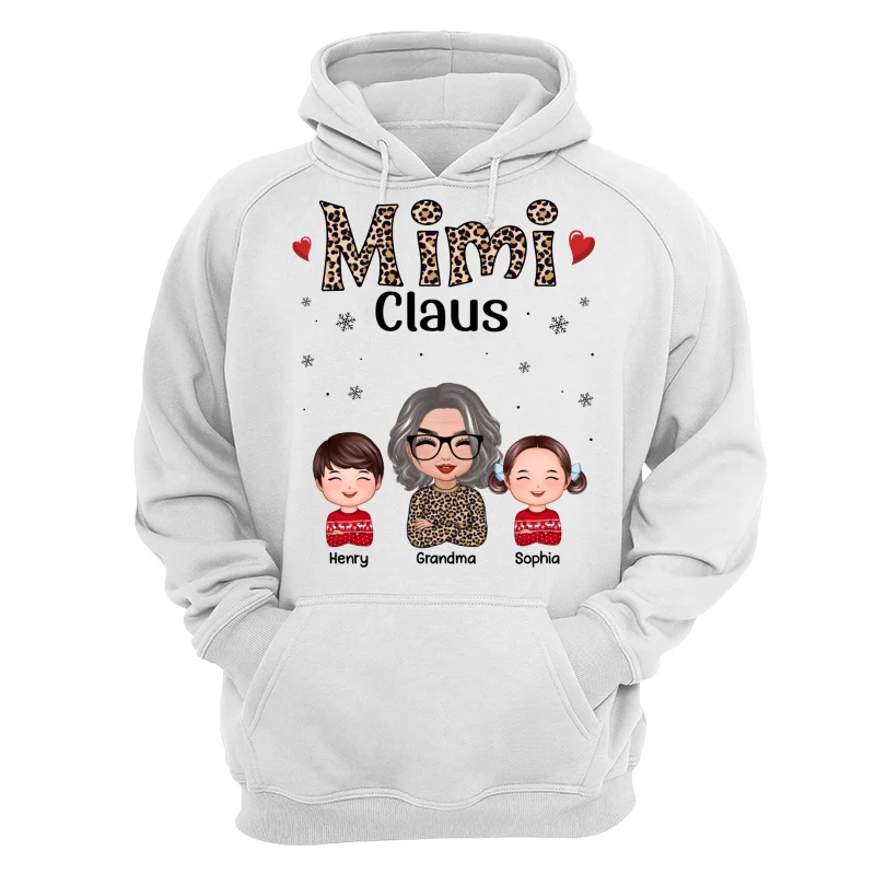 Leopard Grandma Claus Doll Grandma Grandkids Christmas Personalized Shirt - Image 13