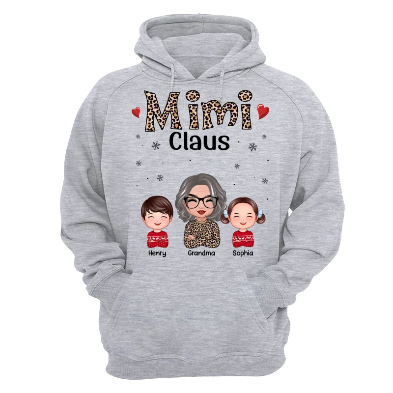 Leopard Grandma Claus Doll Grandma Grandkids Christmas Personalized Shirt - Image 14