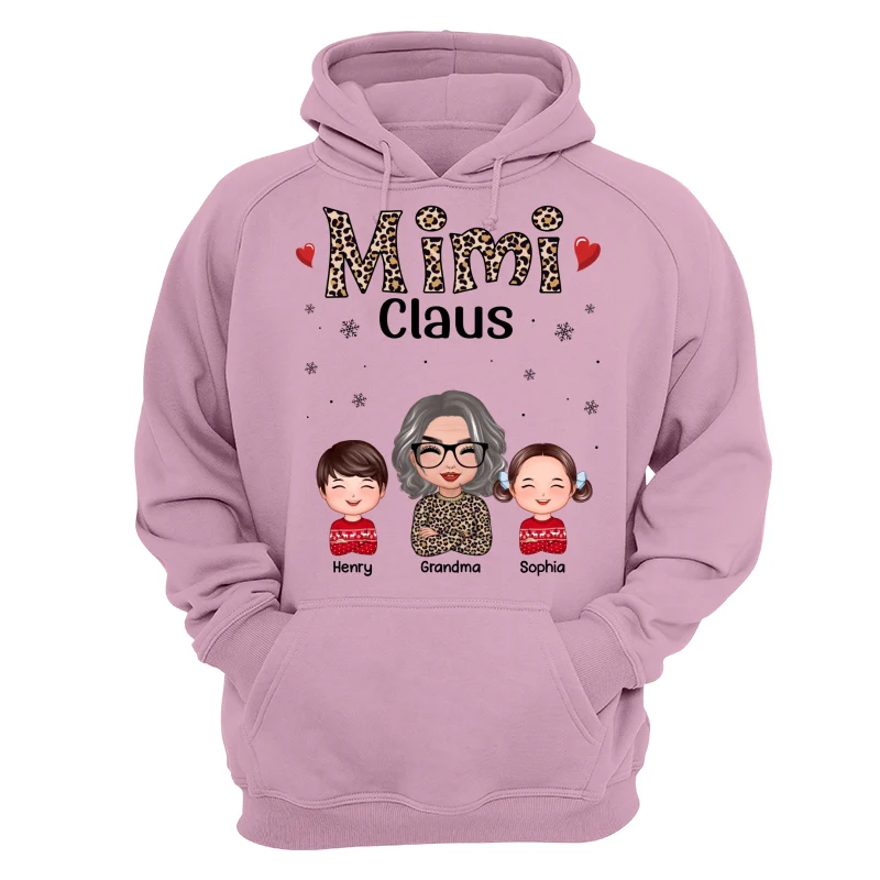 Leopard Grandma Claus Doll Grandma Grandkids Christmas Personalized Shirt - Image 15