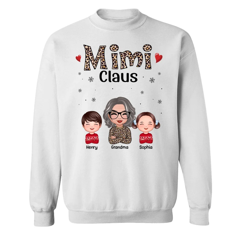 Leopard Grandma Claus Doll Grandma Grandkids Christmas Personalized Shirt - Image 17