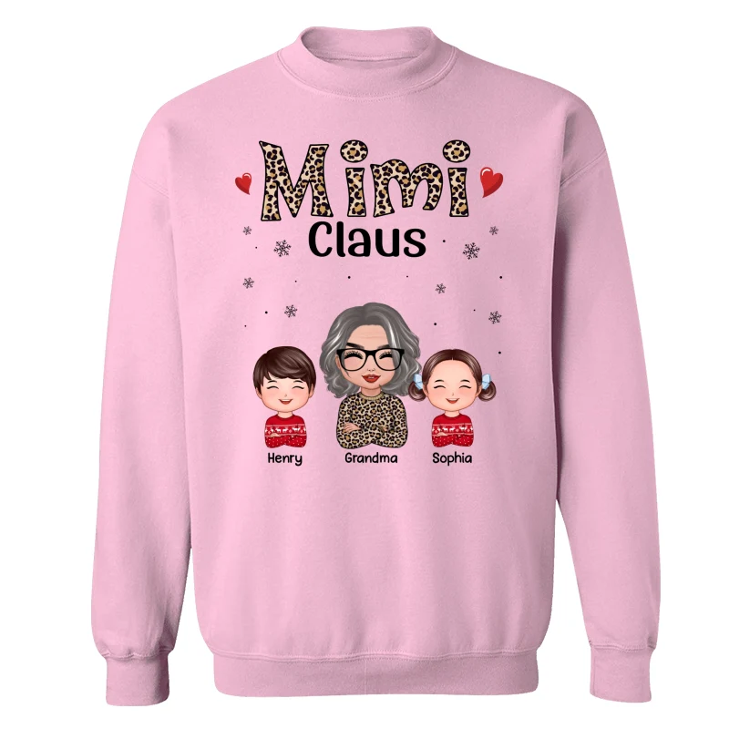 Leopard Grandma Claus Doll Grandma Grandkids Christmas Personalized Shirt - Image 19