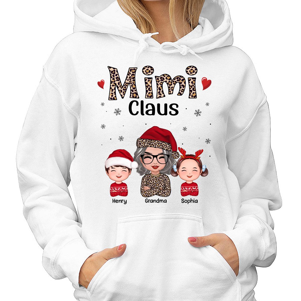 Leopard Grandma Claus Doll Grandma Grandkids Christmas Personalized Shirt - Image 4