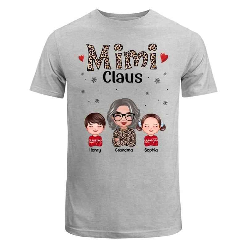 Leopard Grandma Claus Doll Grandma Grandkids Christmas Personalized Shirt - Image 6