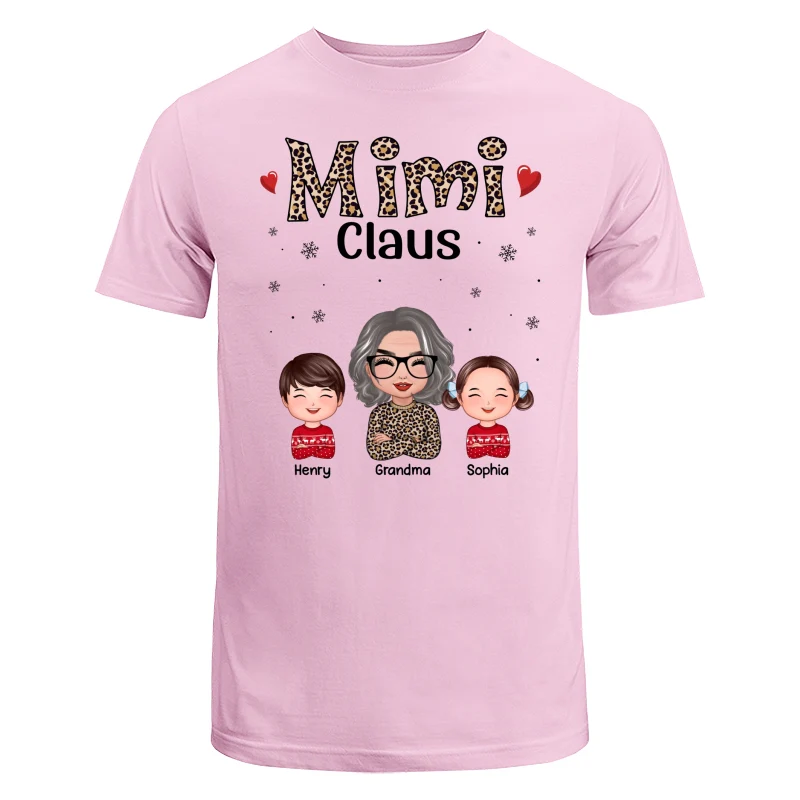 Leopard Grandma Claus Doll Grandma Grandkids Christmas Personalized Shirt - Image 7