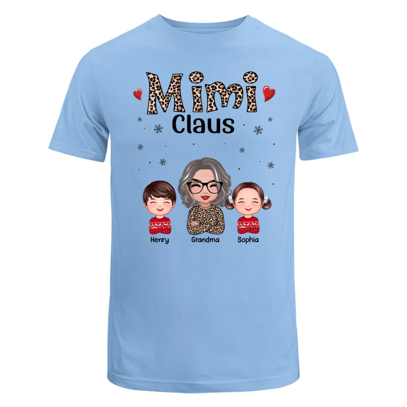 Leopard Grandma Claus Doll Grandma Grandkids Christmas Personalized Shirt - Image 8
