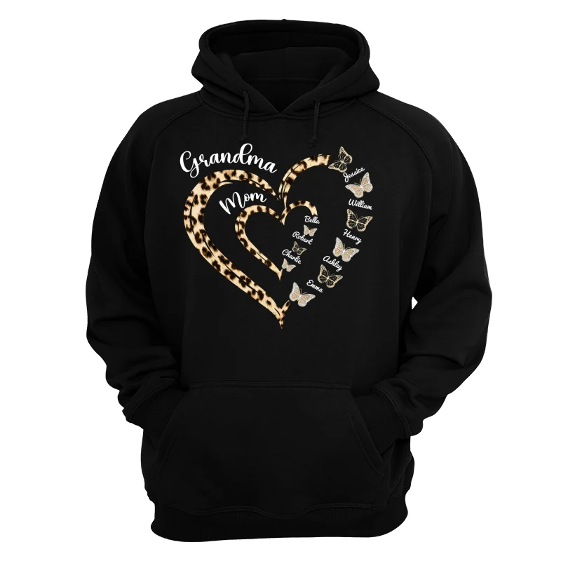 Leopard Grandma Mom Butterflies Heart In Heart Personalized Shirt - Image 11