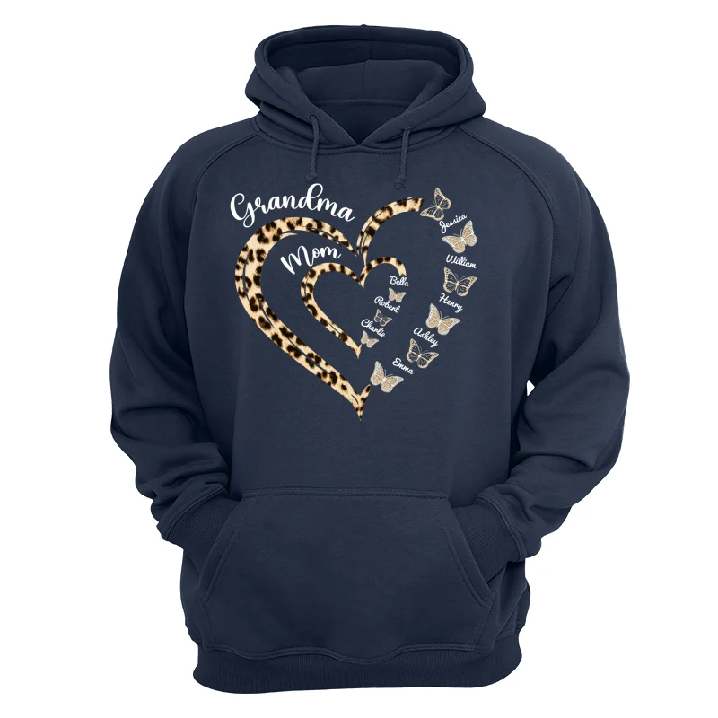 Leopard Grandma Mom Butterflies Heart In Heart Personalized Shirt - Image 12
