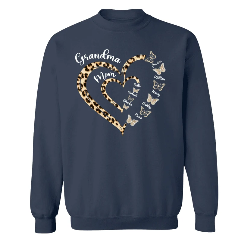 Leopard Grandma Mom Butterflies Heart In Heart Personalized Shirt - Image 15