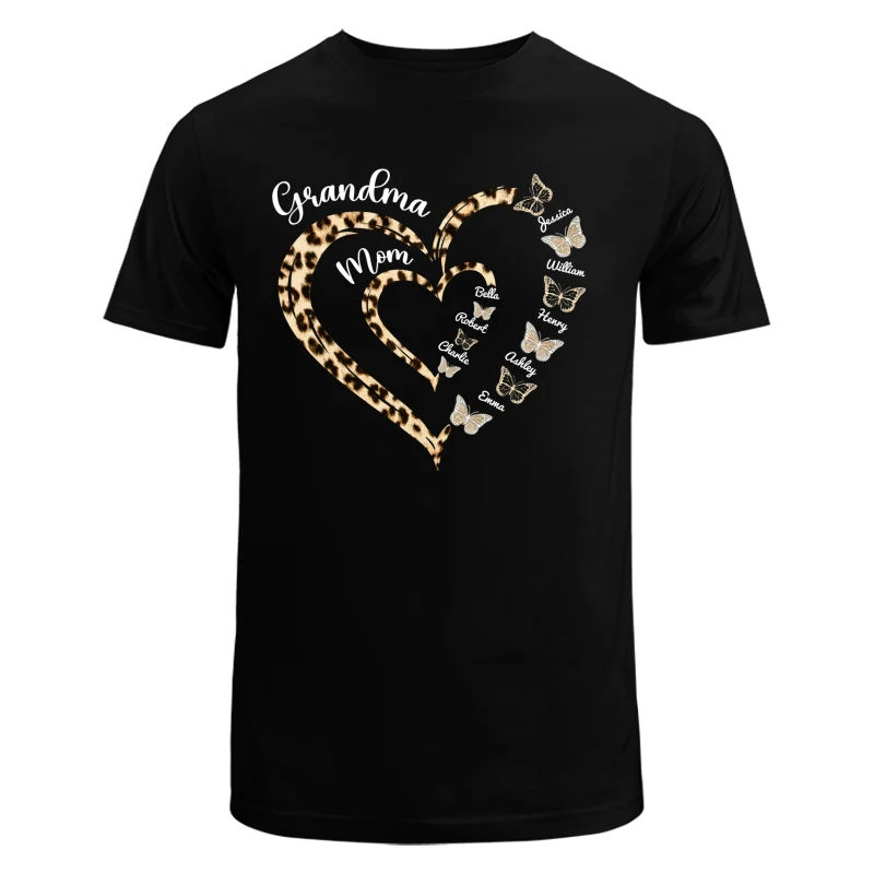 Leopard Grandma Mom Butterflies Heart In Heart Personalized Shirt - Image 5