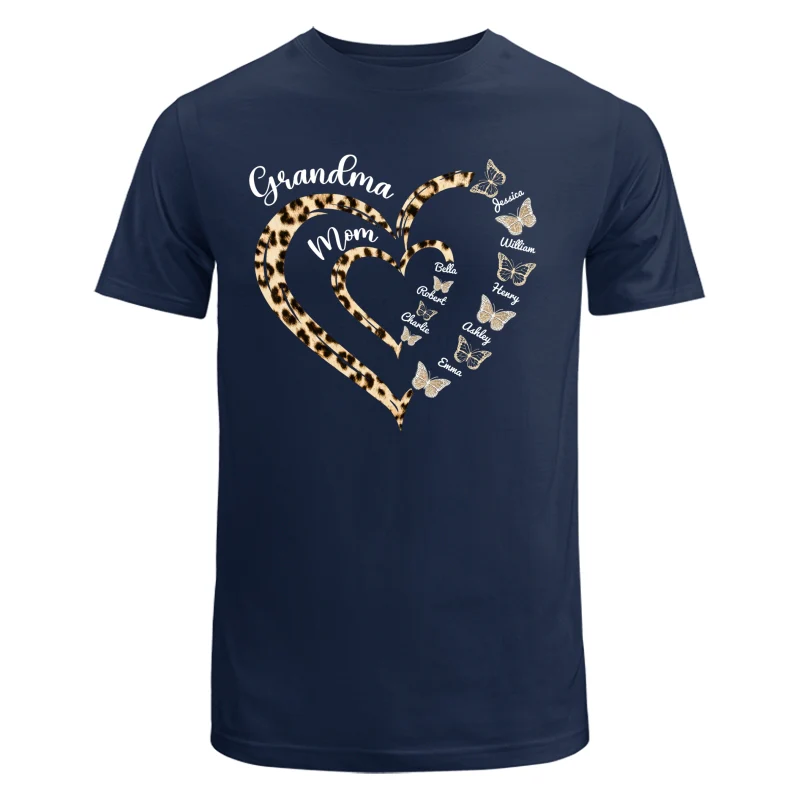 Leopard Grandma Mom Butterflies Heart In Heart Personalized Shirt - Image 6