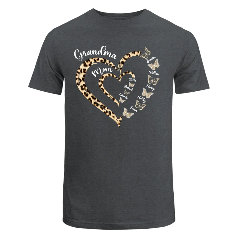 Leopard Grandma Mom Butterflies Heart In Heart Personalized Shirt - Image 7
