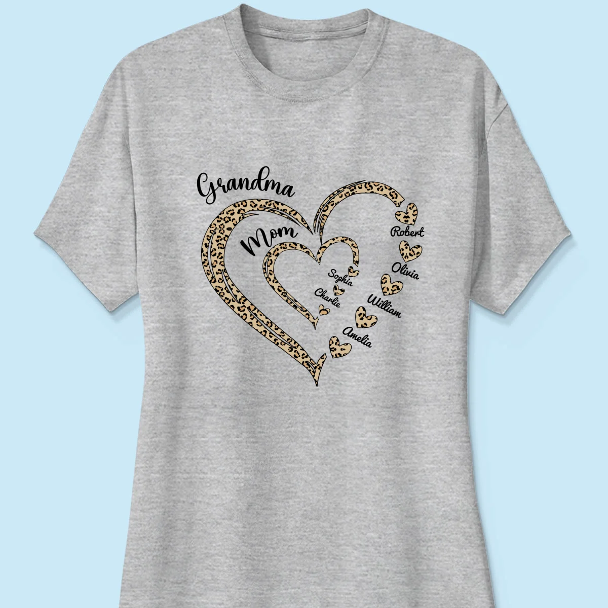 Leopard Grandma Mom Heart In Heart Personalized Shirt - Image 10