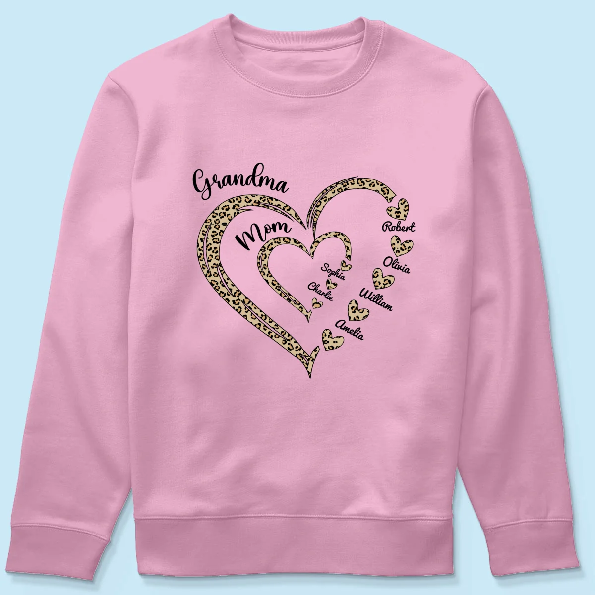 Leopard Grandma Mom Heart In Heart Personalized Shirt - Image 15