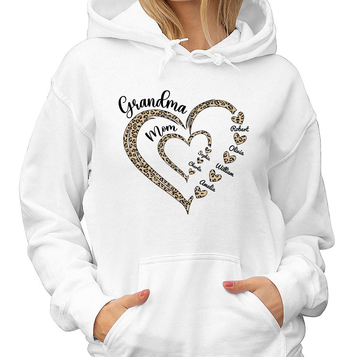 Leopard Grandma Mom Heart In Heart Personalized Shirt - Image 4