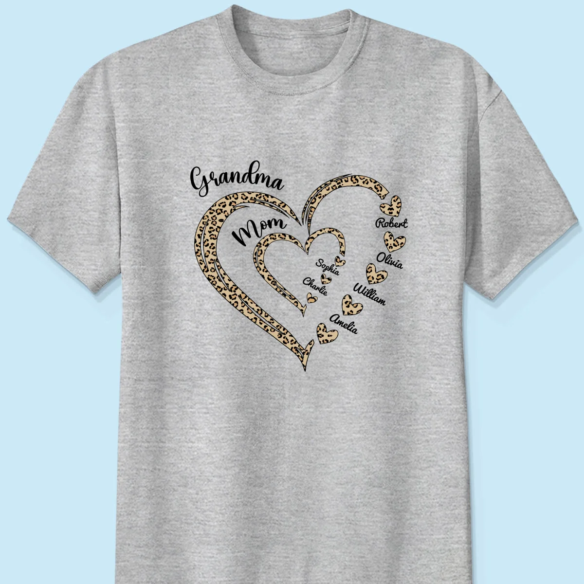 Leopard Grandma Mom Heart In Heart Personalized Shirt - Image 6
