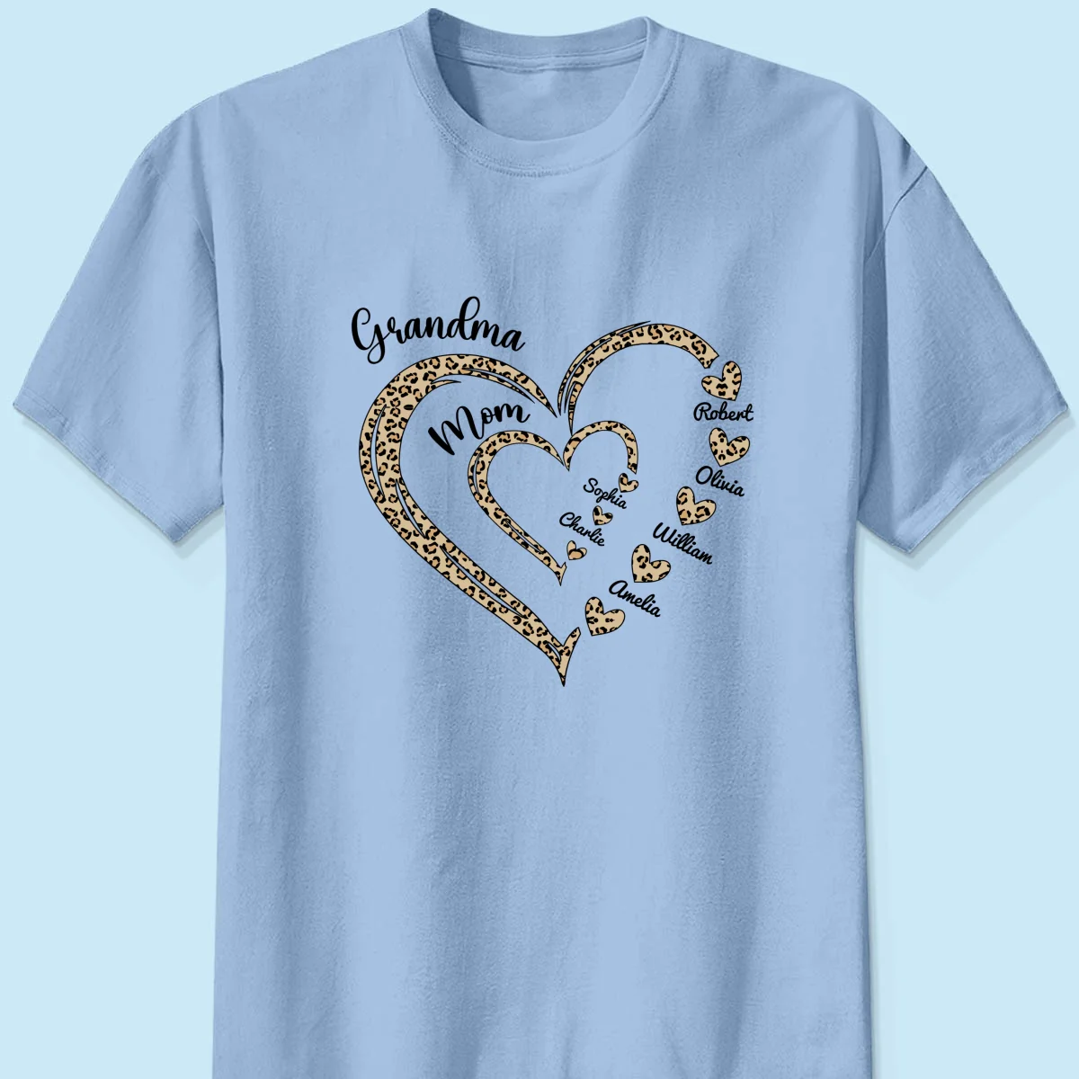 Leopard Grandma Mom Heart In Heart Personalized Shirt - Image 8