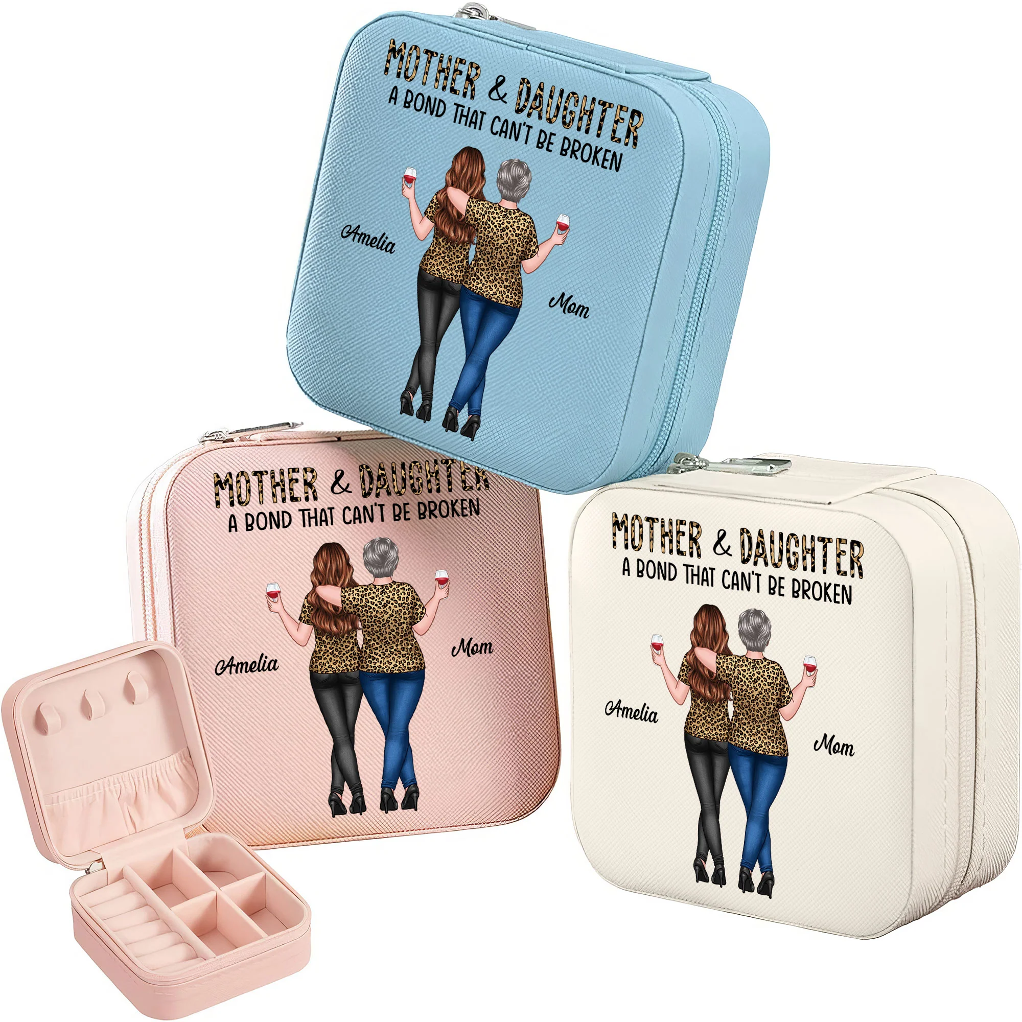 Leopard Mother Daughter Bond That Can't Be Broken Personalized Jewelry Box, Gift For Mom, Daughter - Image 3