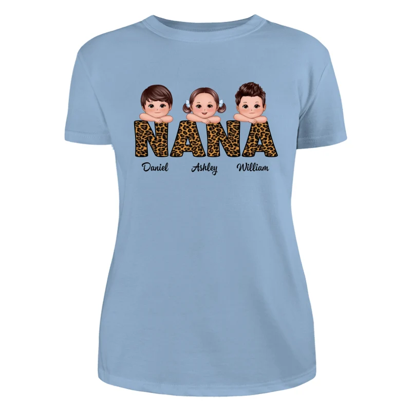 Leopard Pattern Grandma Mom Auntie Doll Kids On Hand Personalized Shirt - Image 12
