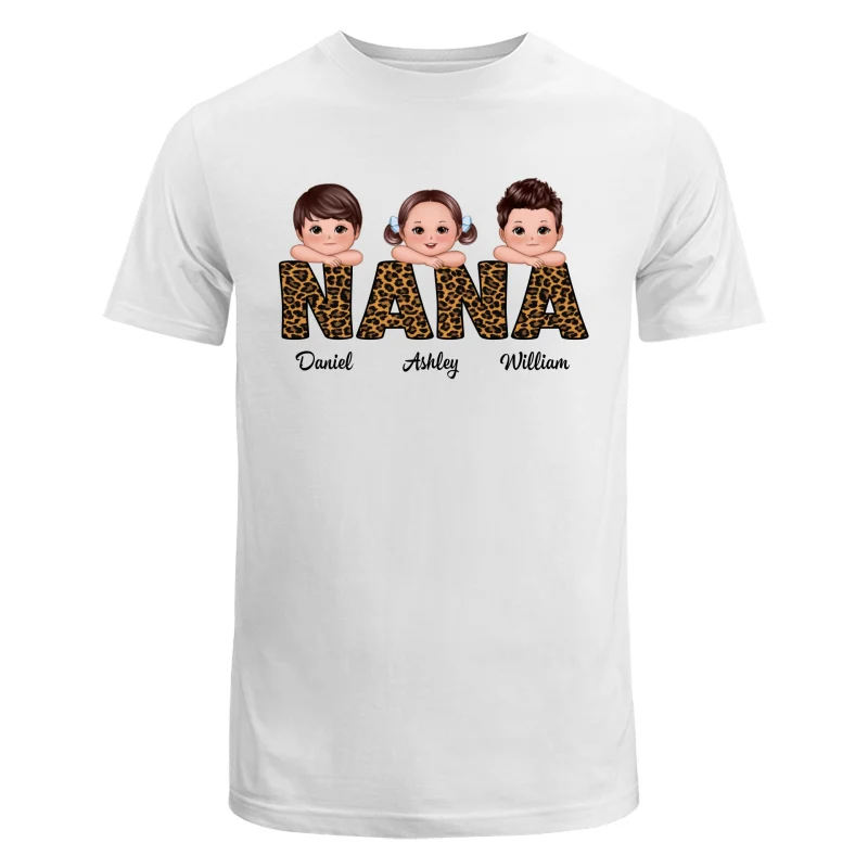 Leopard Pattern Grandma Mom Auntie Doll Kids On Hand Personalized Shirt - Image 5