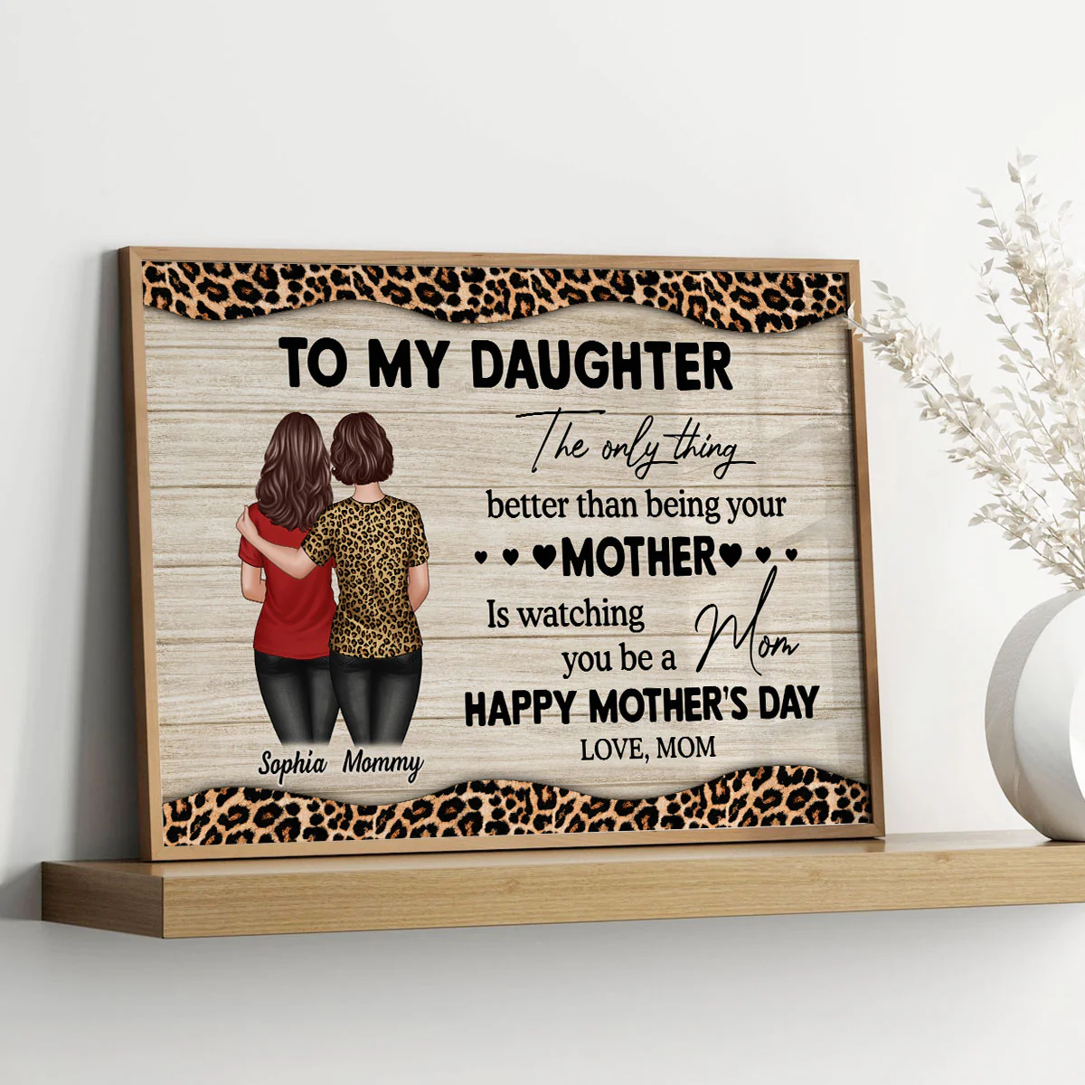 Leopard Pattern Texture To My Daughter From Mom Happy Mother's Day Personalized Poster - Image 3