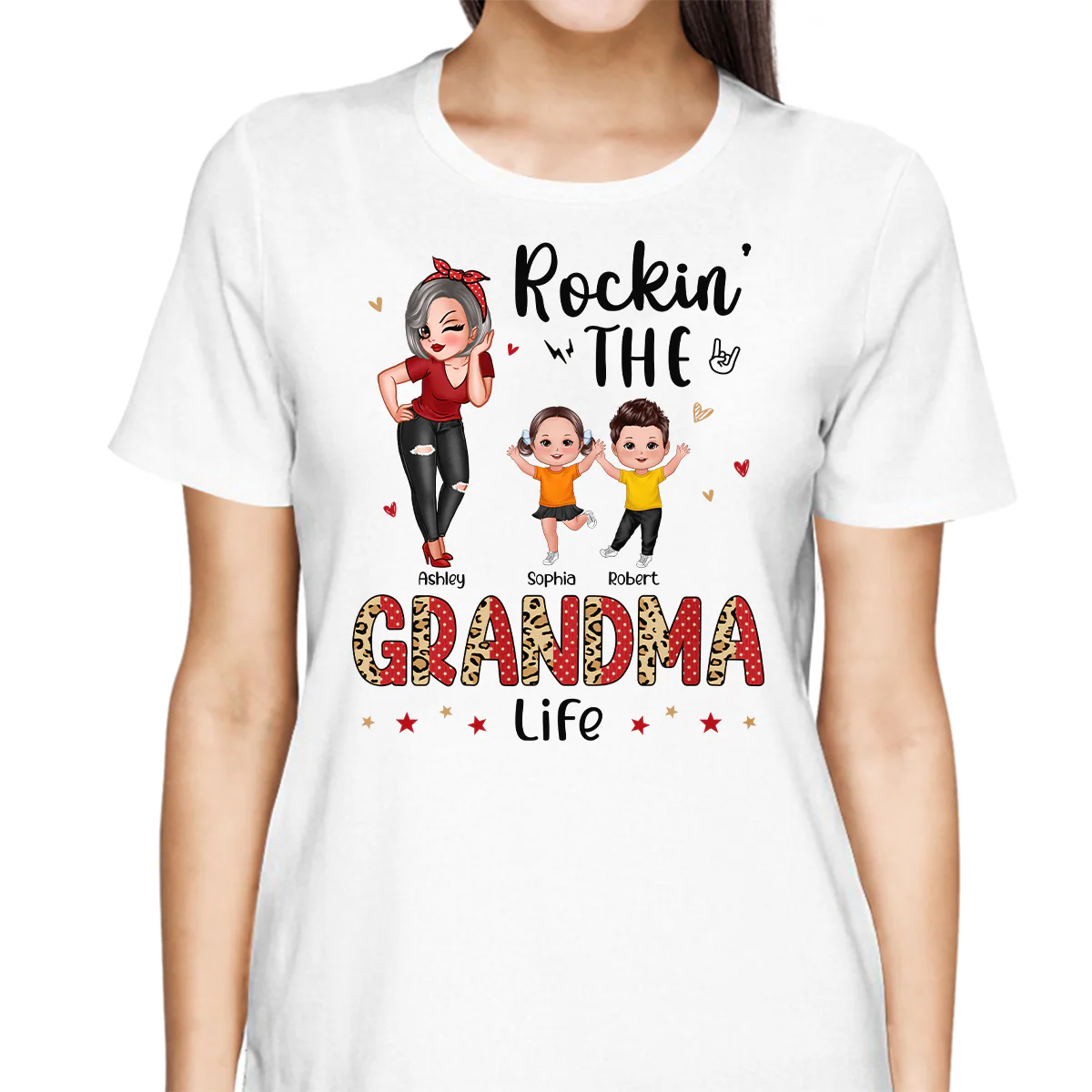 Leopard Polka Dot Grandma Grandkids Personalized Shirt - Image 2