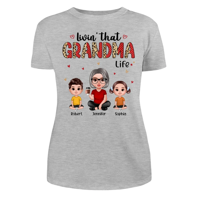 Leopard Polka Dot Realistic Grandma Grandkids Personalized Shirt - Image 10