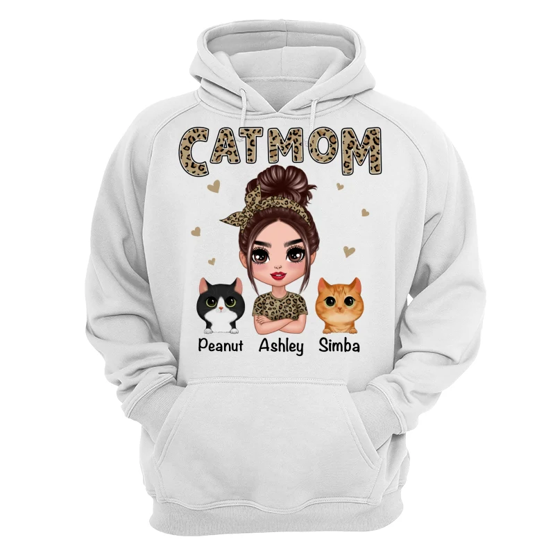 Leopard Shirt Doll Cat Mom With Peeking Watercolor Cute Cats Personalized Shirt - Image 13