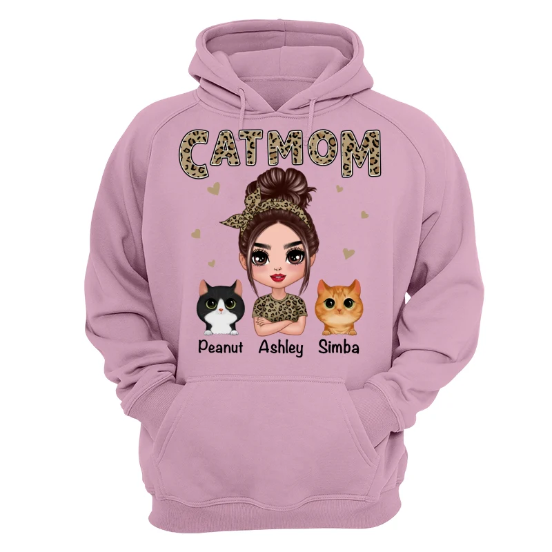 Leopard Shirt Doll Cat Mom With Peeking Watercolor Cute Cats Personalized Shirt - Image 15