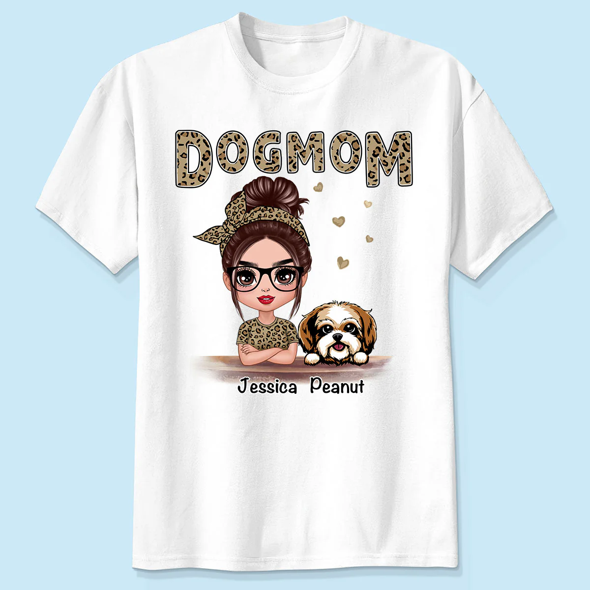 Leopard Shirt Doll Dog Mom - Personalized Shirt
