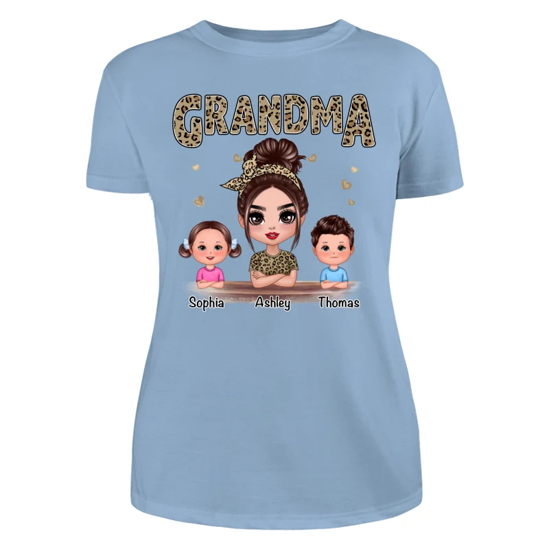 Leopard Shirt Doll Grandma Grandkids Personalized Shirt - Image 12
