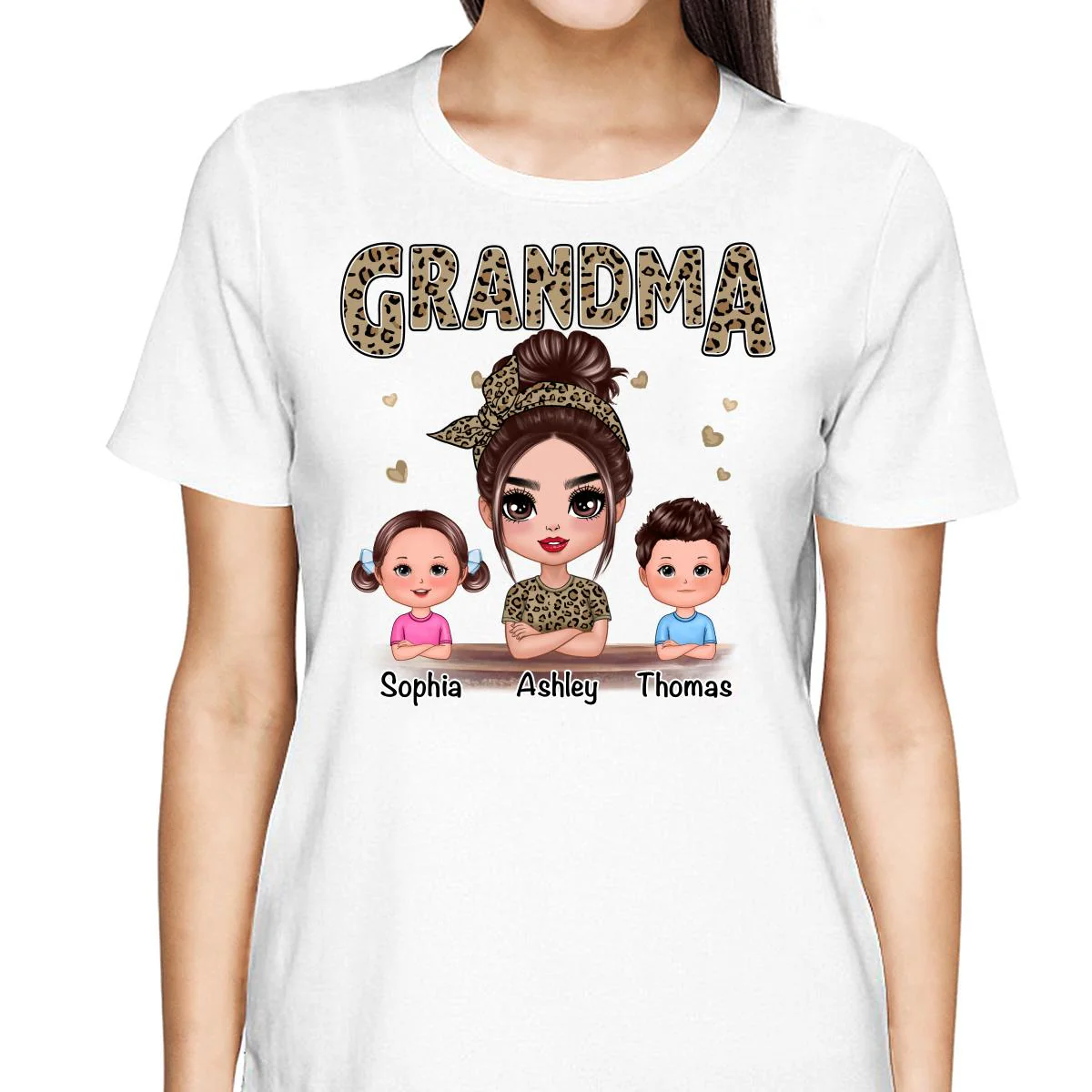 Leopard Shirt Doll Grandma Grandkids Personalized Shirt - Image 2