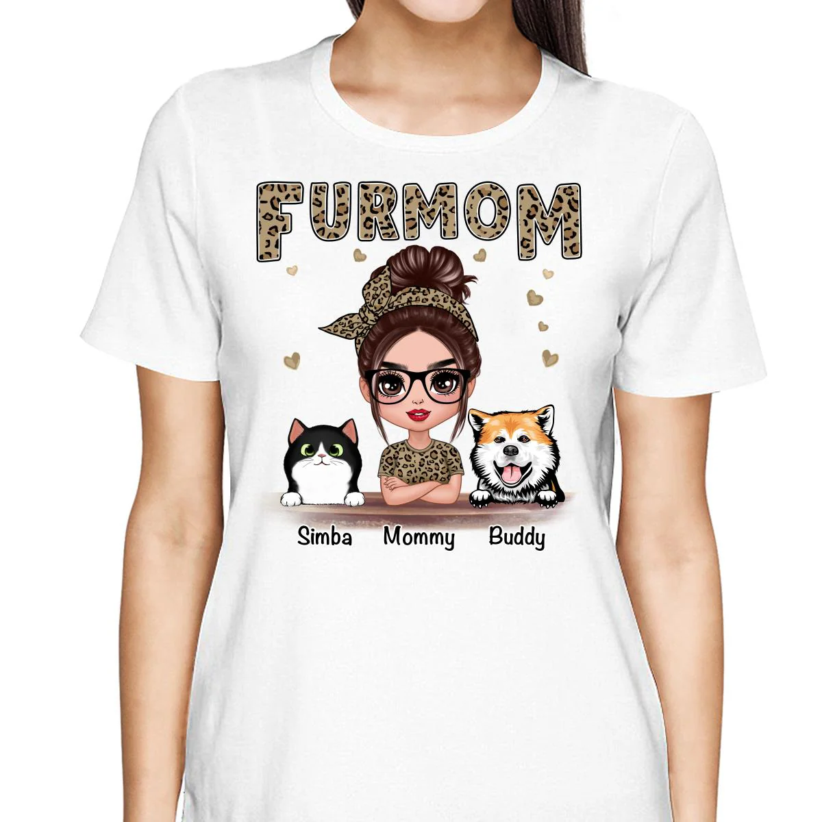 Leopard Shirt Fur Mom Dogs Cats Personalized Shirt - Image 2