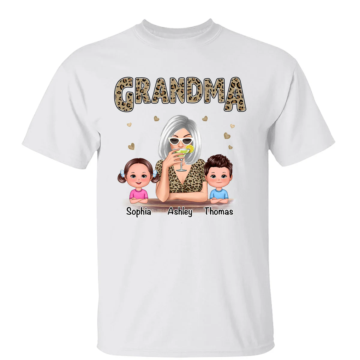 Leopard Shirt Grandma Grandkids Personalized Shirt