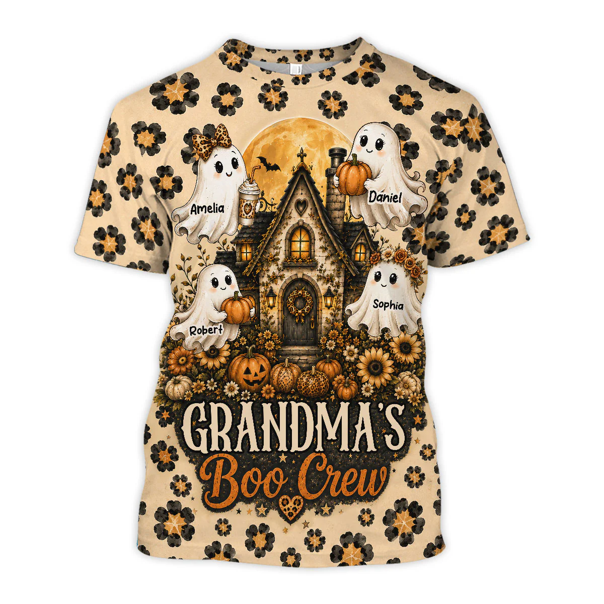Leopard Style Grandma's Boo Crew - Personalized Shirt - Halloween Fall Season Gift For Grandma, Mom - Image 4
