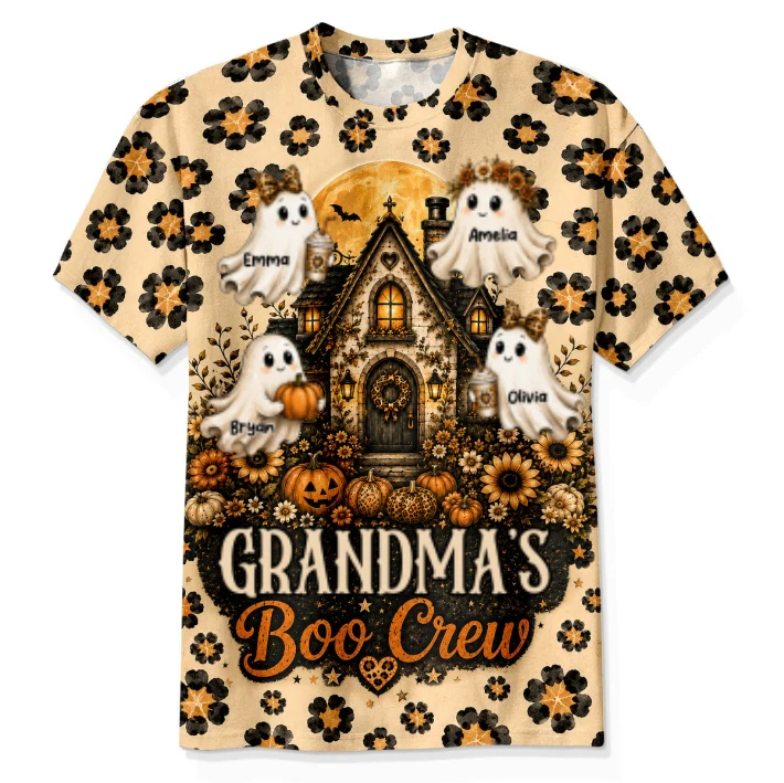 Leopard Style Grandma's Boo Crew - Personalized Shirt - Halloween Fall Season Gift For Grandma, Mom - Image 9