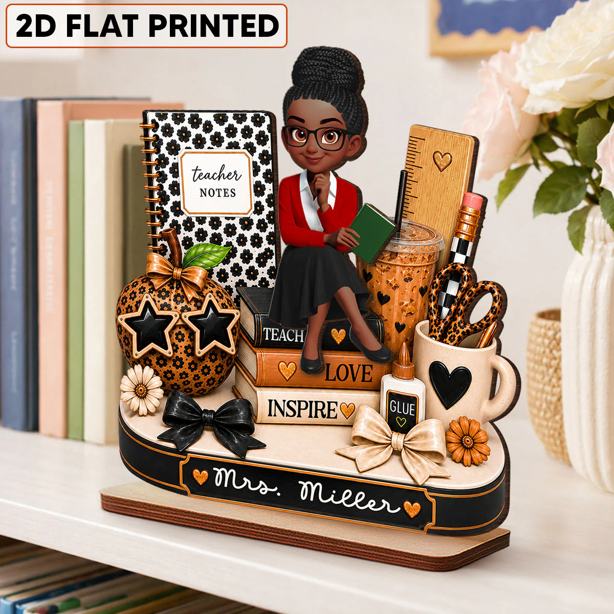 Leopard Style Teacher Life - Personalized 2-Layered Wooden Plaque - Back To School Gift For Teacher, Classroom Decor - Image 2