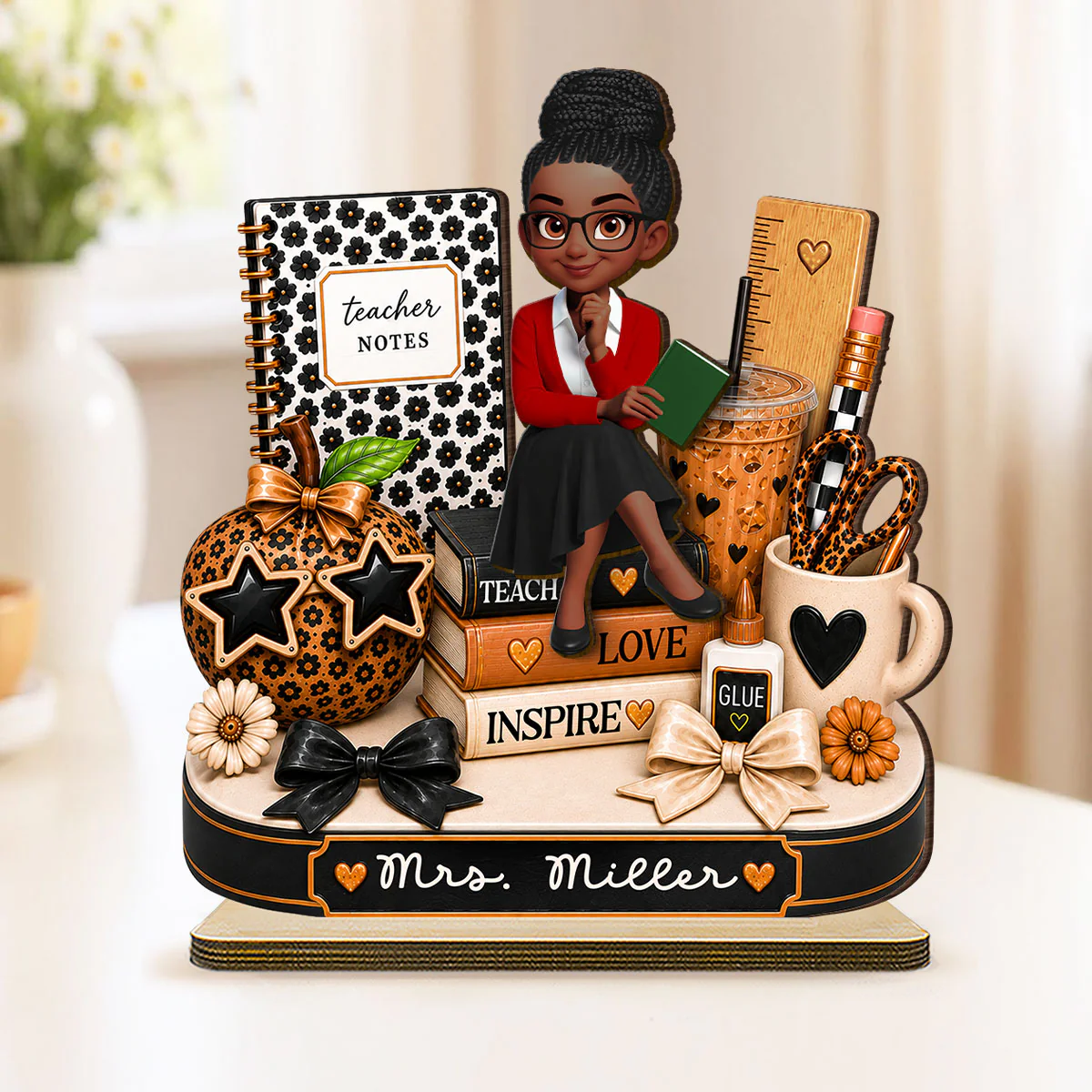 Leopard Style Teacher Life - Personalized 2-Layered Wooden Plaque - Back To School Gift For Teacher, Classroom Decor - Image 5