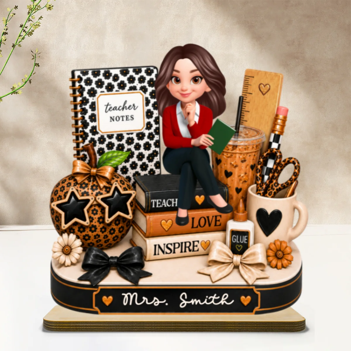 Leopard Style Teacher Life - Personalized 2-Layered Wooden Plaque - Back To School Gift For Teacher, Classroom Decor - Image 7